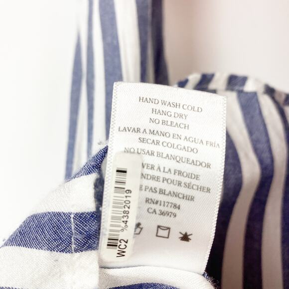 Rails Piper Ocean White Stripe Ruffled Tie Front Button Up Blouse Womens Size S - Picture 8 of 13